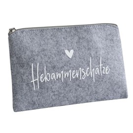 Hebammensch√§tze | Geschenkidee f√ºr die Hebamme | Hebamme mit Herz | Geschenk beste Hebamme | kleine Tasche in Hellgrau