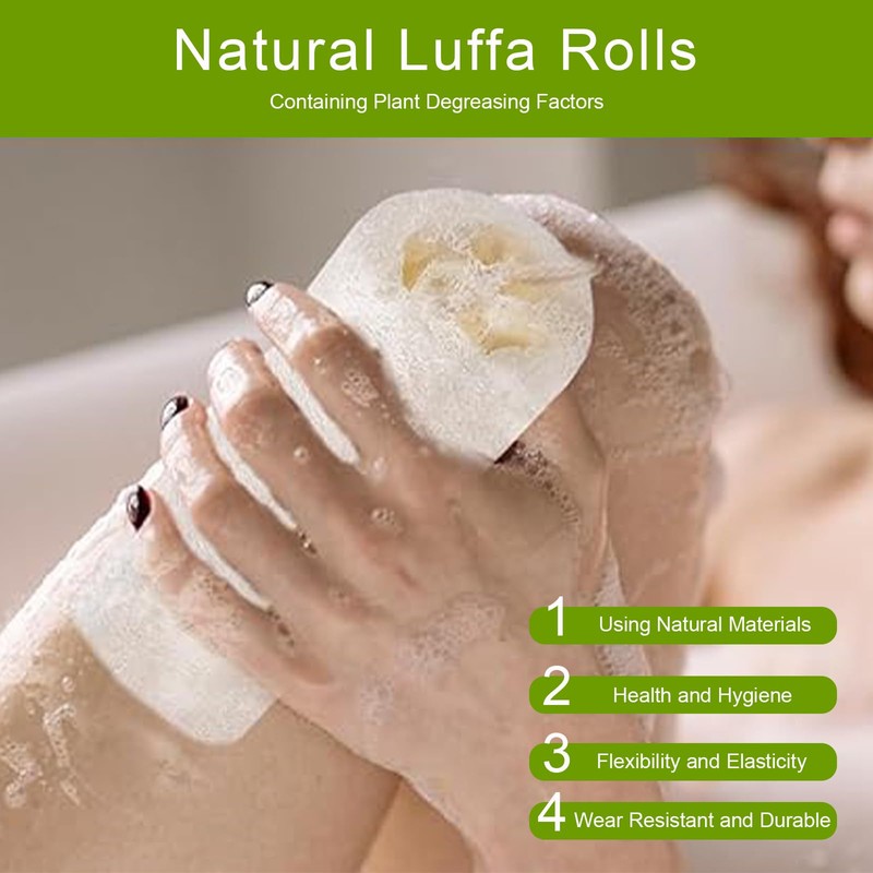 VacFreKep 4 Pack Natural Loofah Sponge,Organic Loofah Sponge Organic Luffa