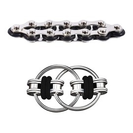 Adhd Fidget Toys,2 PCS Stress Relief Toy Chain Fidget Toy Stress Toys Silent Fidget Toys Infinite Flip Chain Stress Relief Chain to Reduce Tension and Stress for Children with ADHD