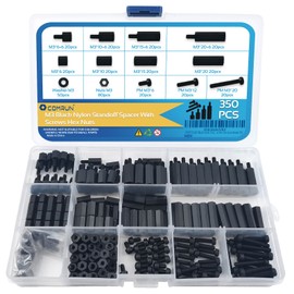 COMRUN 350PCS M3 Black Male Female Nylon Hex Spacer Standoff Screw Nut Set Assortment Kit (Black) for PCB Motherboard Circuit Board