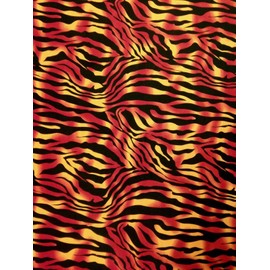Flame Colored Abstract Zebra Pattern on Stretch Single Span Knit Jersey Polyester Spandex Fabric by The Yard