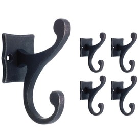 Franklin Brass Double Scroll Hook Assembly Wall Hooks 5-Pack, Gunmetal, FBSCRH5-TDG-C