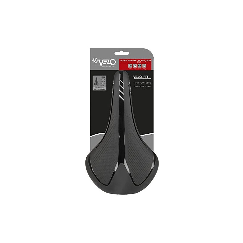 Velo Unisex's Fit Athlete BC Saddle for Bicycle, Black, Large