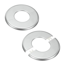 M METERXITY 2-Pack Wall Split Flange, for 2 Inch/50mm OD Pipe ABS Escutcheon Plate Round Self-Adhesive Plumbing Cover Plates for Water Pipe/Faucet [Silver Tone]