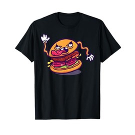 Angry Cartoon Hamburger Fun Character T-Shirt