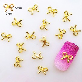 WOKOTO 100Pcs Bows 3D Metal Nail Charms For Nails Gold Nail Charms For Nail Art 3D Nail Studs Nail Accessories For Nail Art Bowties Nail 3D Charms Nail Jewelry For Acrylic Nails Decorations Designs
