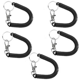 Yuiturt 5 Pcs Retractable Lanyard Keychain, Anti-Lost Key Holder with Metal Lobster Clasp, Elastic Coil Spring Cord for Keys, ID Cards, Fishing, Climbing, Outdoor Use et Téléphones (Black)