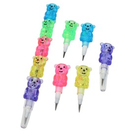 Odowalker 32pcs Stackable Pencils Plastic Bear Pencils 5 in 1 Stacking Colored Pencils with Turtle Erasers and DIY Blank Bag For Birthday Party Supplies Goodie Bag Filler School