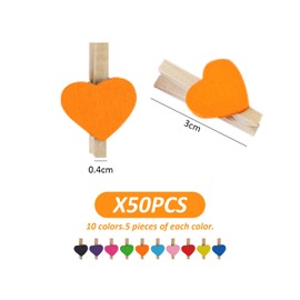 50 Pieces Colorful Love Photo Clips, Colorful Wooden Clips, Holiday Card Clips, Love Clips Decorative Accessories, Perfect for Photos, DIY Arts and Crafts, Weddings and Parties