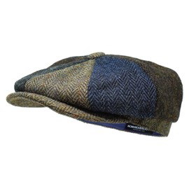 Borges & Scott The Tay - Patchwork Baker Boy Cap - Harris Tweed - 100% Wool - 62cm (XL)