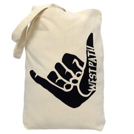 Open Road Goods Organic Tote Bag-100% Cotton Canvas Beach Bag-Surfer Shaka Beach Bag-Eco Friendly Fair Trade, Shaka Hang Loose, X-Large