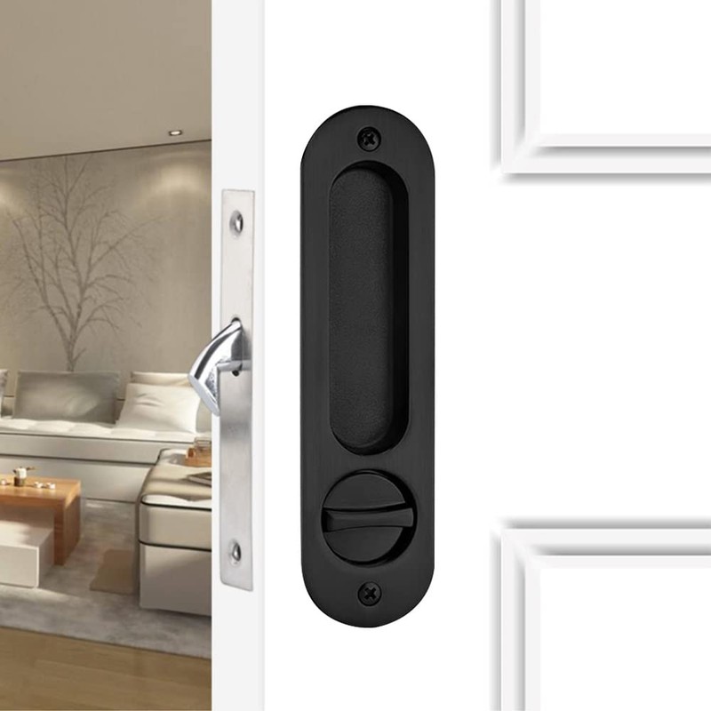 HOCONNIE Pocket Door Handle with Key Sliding Door Lock Keyed