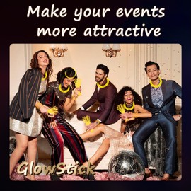 UURM 75 Glow Sticks Bracelets and Necklaces, 8'' Glowsticks Bulk Pack Bright Glow in the Dark Party Supplies for Kids (Yellow)