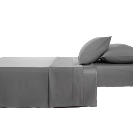 Kingnex Olympic Queen Sheets Sets 66x80 for Super Queen Bed Soft Double Brushed 1800 Microfiber 4 Pcs Include 1 Fitted Sheet 1 Flat Sheet 2 Pillowcase Grey