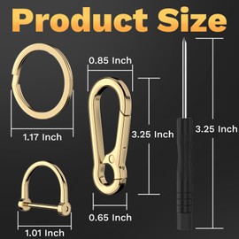 2 Pack Keychain Rings for Car Keys, Metal Key Chain Holder with Detachable D-Ring, Carabiner Keychain Hook, Key Chain Clip for Purse Charm Hook, Men and Women Key Fob (Gold and Silver) Car Accessories
