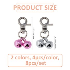 SUPERFINDINGS 8Pcs 2 Colors Pet Bells Collar Bells Collars Charm Dog Collar Hanging Pendant Decoration Bell for Dog Puppy Cat Kitty Collars Decor, 4.5cm/1.78"