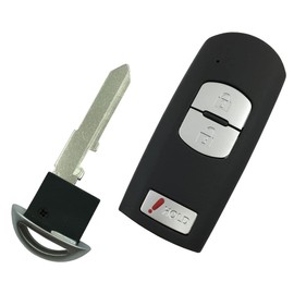 Replacement Key Fob Shell Case for Mazda 3 CX-3 CX-5 WAZSKE13D01 662F-SKE13D01 Keyless Entry Remote Car Key Fob Cover Casing with Uncut Blade Blank (3 Button)