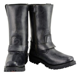 Milwaukee Leather Women's 11-Inch Distressed Grey Classic Harness Square Toe Leather Boots MBL9362-6.5