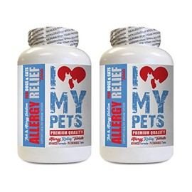 Dog Allergy Itch - Dog and CAT Allergy Relief - for Pets - Relieve ITCHING - Premium - Turmeric for Dogs - 150 Treats (2 Bottles)