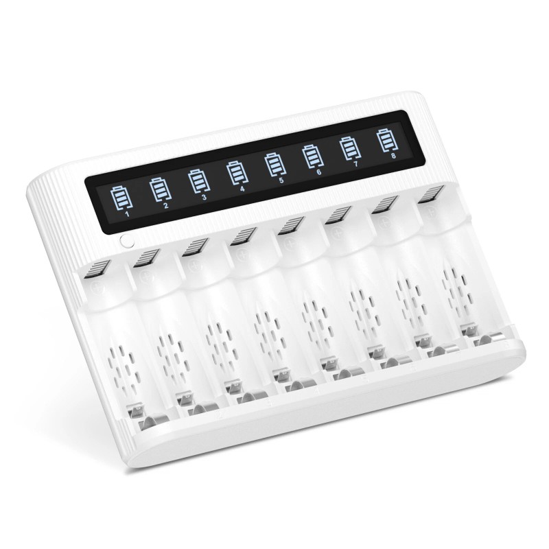 EBL 8 Slots LCD Rechargeable Battery Charger For Ni-MH Ni-Cd