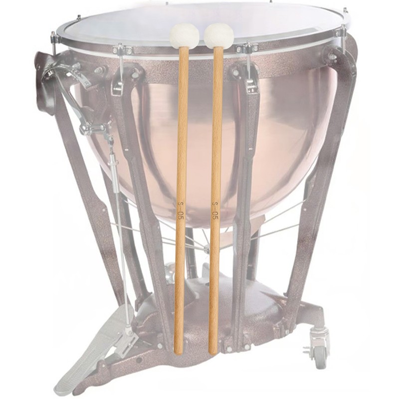 1 Pair Felt Mallets Drum Sticks with Wood Handle for