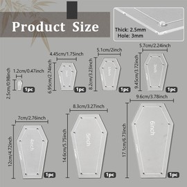 NBEADS 7 Pcs Coffin Acrylic Quilting Templates, 7 Sizes Clear Coffin Sewing Template Acrylic Quilting Stencils for Patchwork Quilting DIY Crafts Decoration Scrapbooking Embellishments