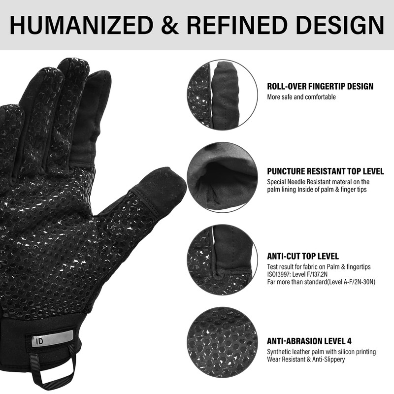 Intra-FIT Needle Puncture Resistant Gloves, Screen Touch Fingertips.