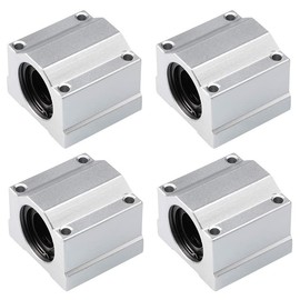 HiPicco Linear Motion Ball Bearing Slide Block, SCS16UU 16mm Pillow Block Closed Linear Bearing Aluminum Bushing Linear Rail Support Guide Shaft Bearing for CNC 3D Printer Parts 4 Pack