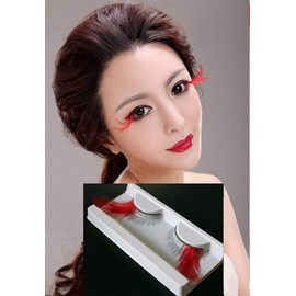Dorisue Red Feather Eyelashes Halloween eyelashes Mad hatter accessories Sexy Feather Lashes RED Winged Costume Color Extra Extension false Eye Makeup Party Show Dramatic