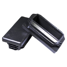 Prescott Plastics 1" x 2" Ribbed Plastic Hole Caps, Rectangular Black Metal Tubing End Caps, Strong Indoor Outdoor & Furniture Leg Inserts, Impact & Weather Resistant, Made in the USA - 4 Pack