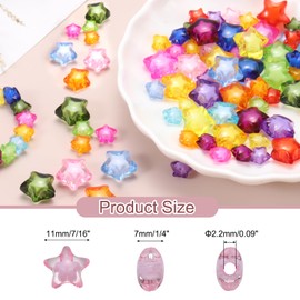 HARFINGTON 250pcs Acrylic Star Beads, 11mm Star-Shaped Pony Loose Spacer Beads for Friendship Bracelet Necklace Jewelry Making DIY Crafts Party Decoration Supplies, Pink