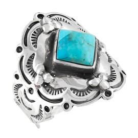 Turquoise Ring Sterling Silver 925 Genuine Gemstones Size 6 to 11 (Turquoise) (7)