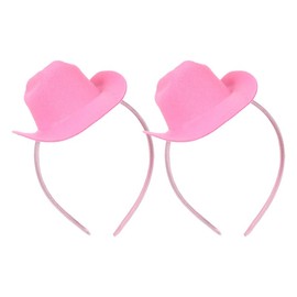 FOMIYES 2pcs Pink Cowgirl Hat Headband Stylish Western Theme Accessories for Birthdays Parties Hairband with Charming Hat
