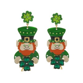 Madison Tyler St.Patrick's Day Dangle Earrings for Women | Fun Green Clover Earrings | Rainbow Lucky Rhinestone Earrings | Leprechauns Earrings | St.Patrick's Day Party Jewelry Gifts, Zinc, Rhinestone