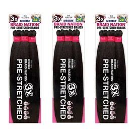 Mayde Beauty Pre-Stretched Braiding Hair Africana 3X BRAID NATION 24" (3-Pack, BLUEBERRY)