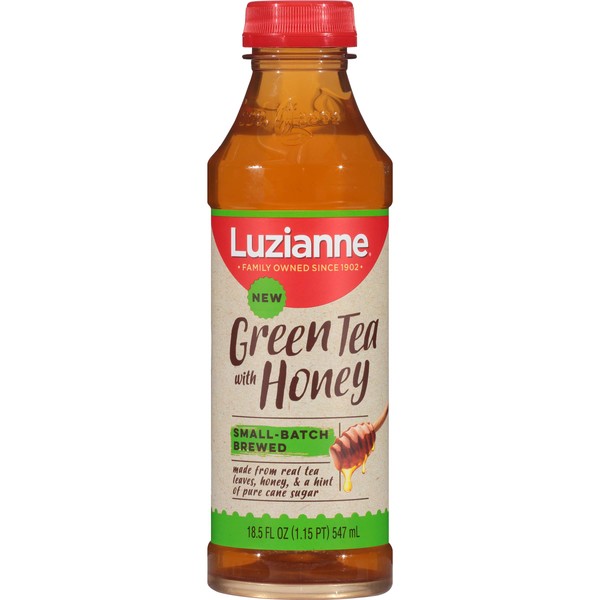Luzianne Ready To Drink Iced Tea, Green Tea with Honey, 18.5 Fl Oz (Pack of 12)