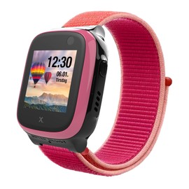 Kuaguozhe Nylon Strap Compatible with Xplora X5 / XGO 2/ XGO 3 Strap, Soft Lightweight Nylon Breathable Wristband Adjustable Replacement Sport Strap for Women Men, Pome Red