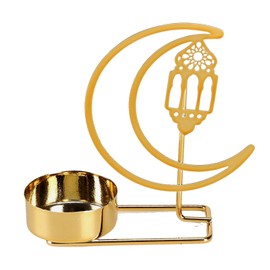 BinaryABC Eid Mubarak Decorations,Ramadan Kareem Moon Shaped Candle Holder,Ramadan Candlestick,Ramadan Candle Stand Centerpieces Decor (Style 2)