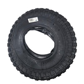 1 Set Inner Tube and Tyre for Wheelbarrow 4.00-8 400, 6 PLY, 6 Layers Sheath, Black Rubber with Straight Valve