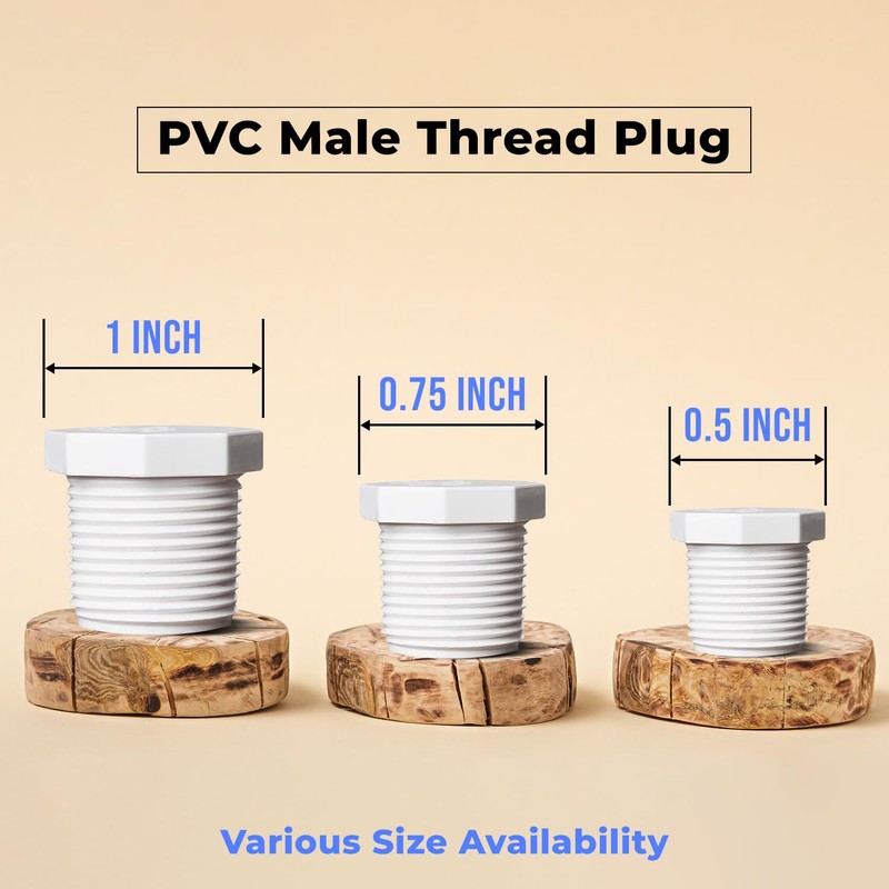Ozmosis 0.75" PVC Male Thread Plug Pipe Pressure Fitting, schedule