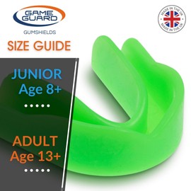 GAME GUARD Boil & Bite Mouth Guard/Gum Shield – Mouldable Mouthguard/gumshields - Junior/Kids/Childrens/Youth - CE Approved, School Sports, Rugby, Hockey (Green)