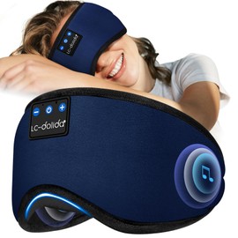Sleep Headphones Bluetooth 5.4 Eye Mask Sleeping Headphones, Wireless Eye Mask Sleep Earbuds Built-in MIC Women Office Air Travel Cool Tech Gadgets Unique Gifts Dark Blue