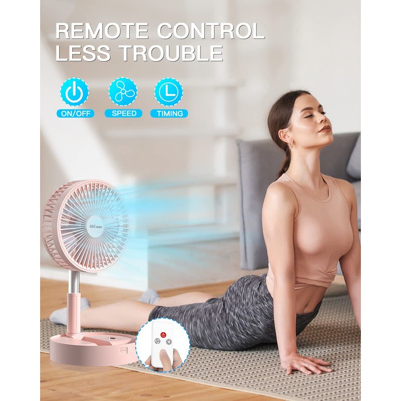 AICase Stand Fan,Folding Portable Telescopic Floor/USB Desk Fan with 10800mAh