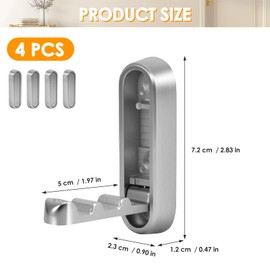 Kinberry Folding Wall Mount Hooks - 4Pcs Heavy Duty Coat Hooks for Wall Retractable, Stainless Steel Racks Premium Design Rust Free for Towels/Backpacks/Bags(Gray)