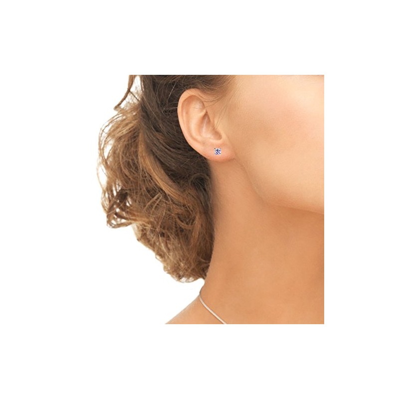 3-Pair Set Sterling Silver Amethyst Princess-Cut 5mm Square Stud Earrings