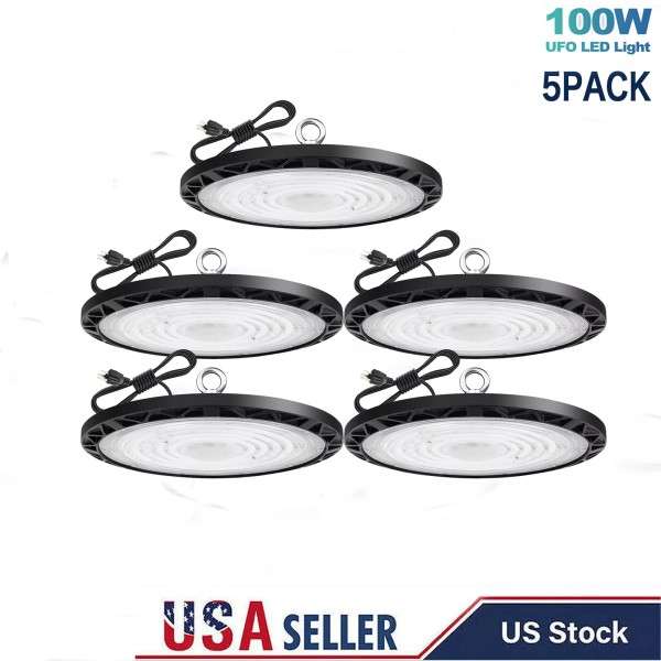 5Pcs 100W Led UFO High Bay Light Commercial Industrial Warehouse