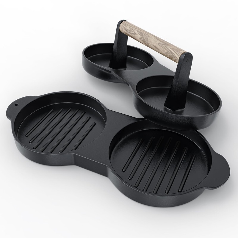 KEESHA Double Burger Press, Cast Iron Hamburger Press Patty Maker,