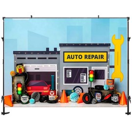 Auto Repair Shop Boys Birthday Party Photography Backdrop Automobile Mechanic Portrait Decor Backdrop Photo Studio Vinyl (8ft×6ft)