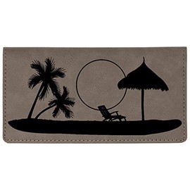 Paradise Beach Laser Engraved Leatherette Checkbook Cover