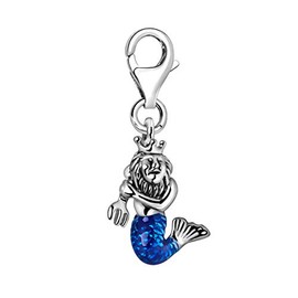 Quiges Silver-Plated Atlantis Motif Charm Pendant with Lobster Clasp for Bracelets, enamel
